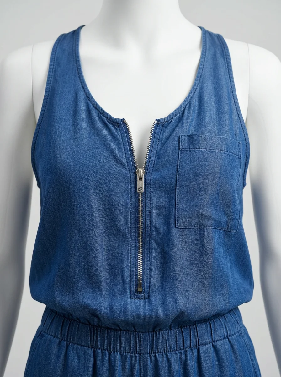 Combinaison bleu ample dos ouvert femme - Vue 4 - combinaison bleu