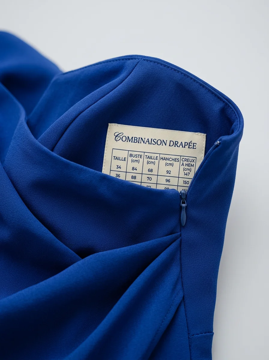 Combinaison bleu bustier drapé pantalon large femme - Vue 7 - combinaison bleu