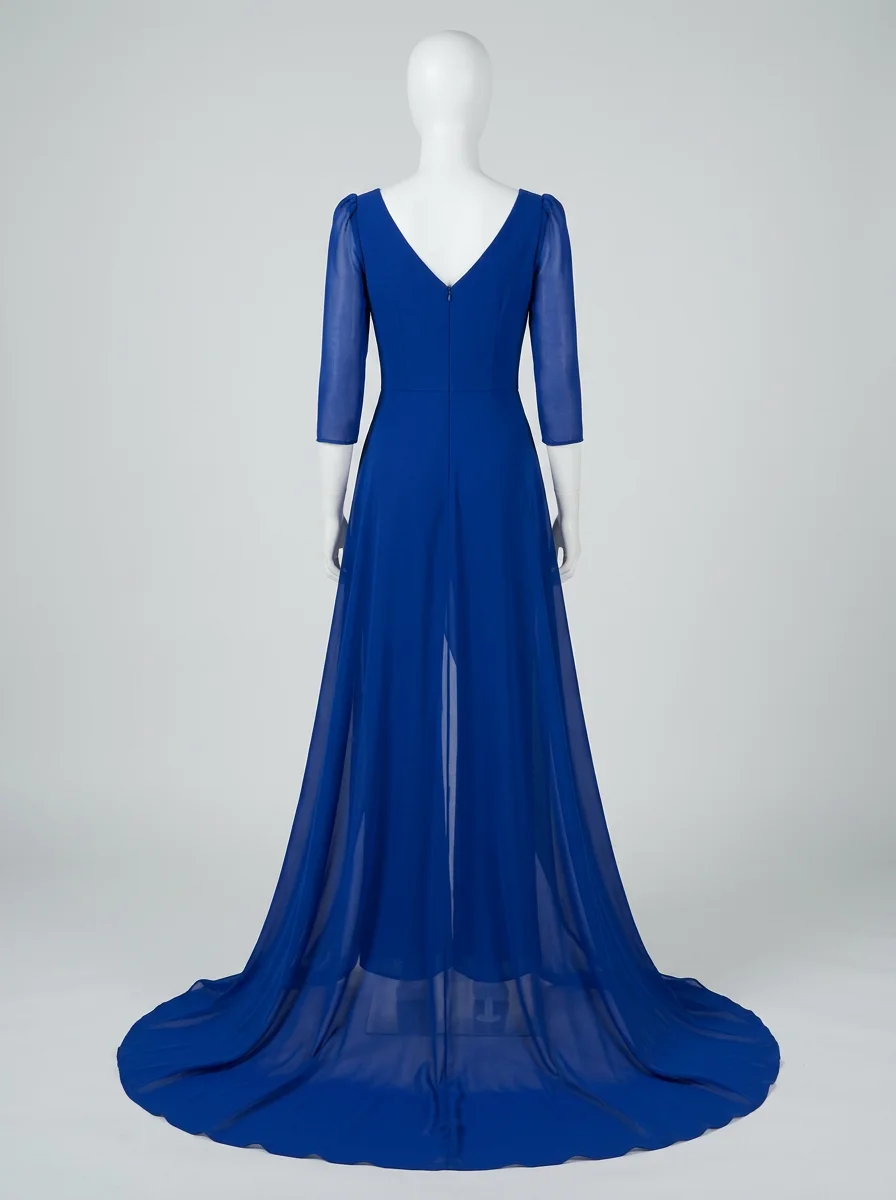Combinaison bleu cérémonie drapée aérienne femme - Vue 2 - combinaison bleu