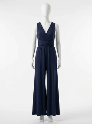 combinaison bleu coton sans manches soirée femme - Vue 1 - combinaison bleu