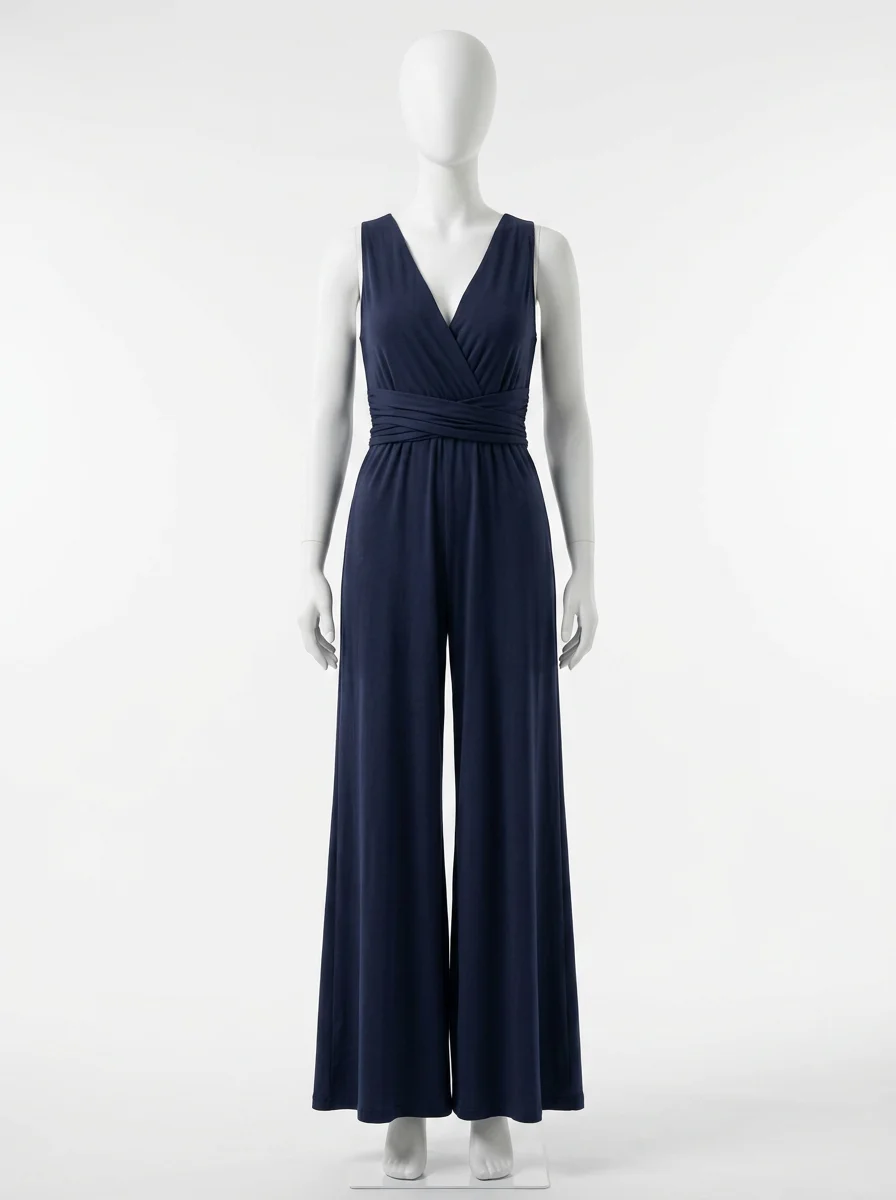 combinaison bleu coton sans manches soirée femme - Vue 1 - combinaison bleu