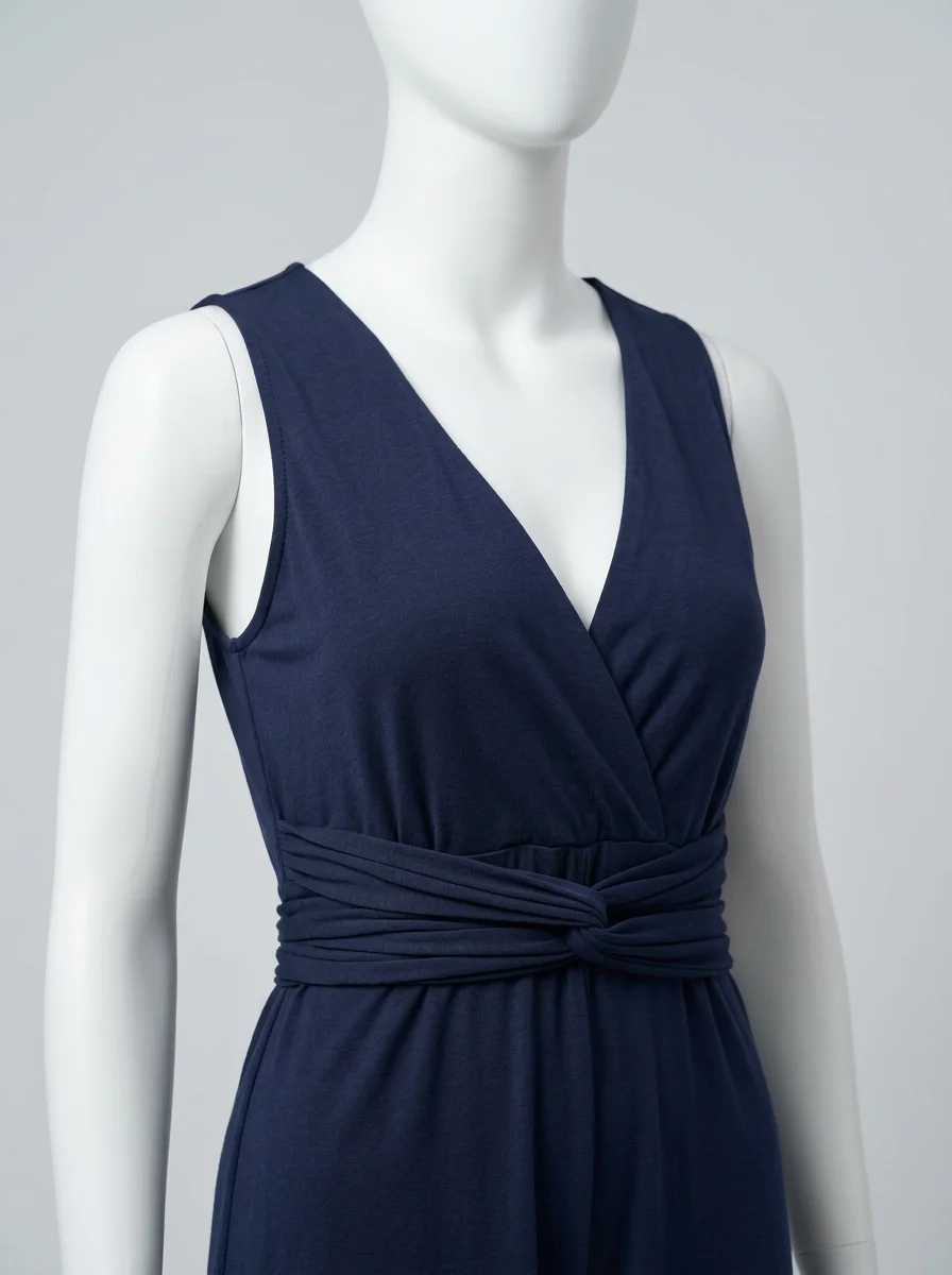 combinaison bleu coton sans manches soirée femme - Vue 2 - combinaison bleu