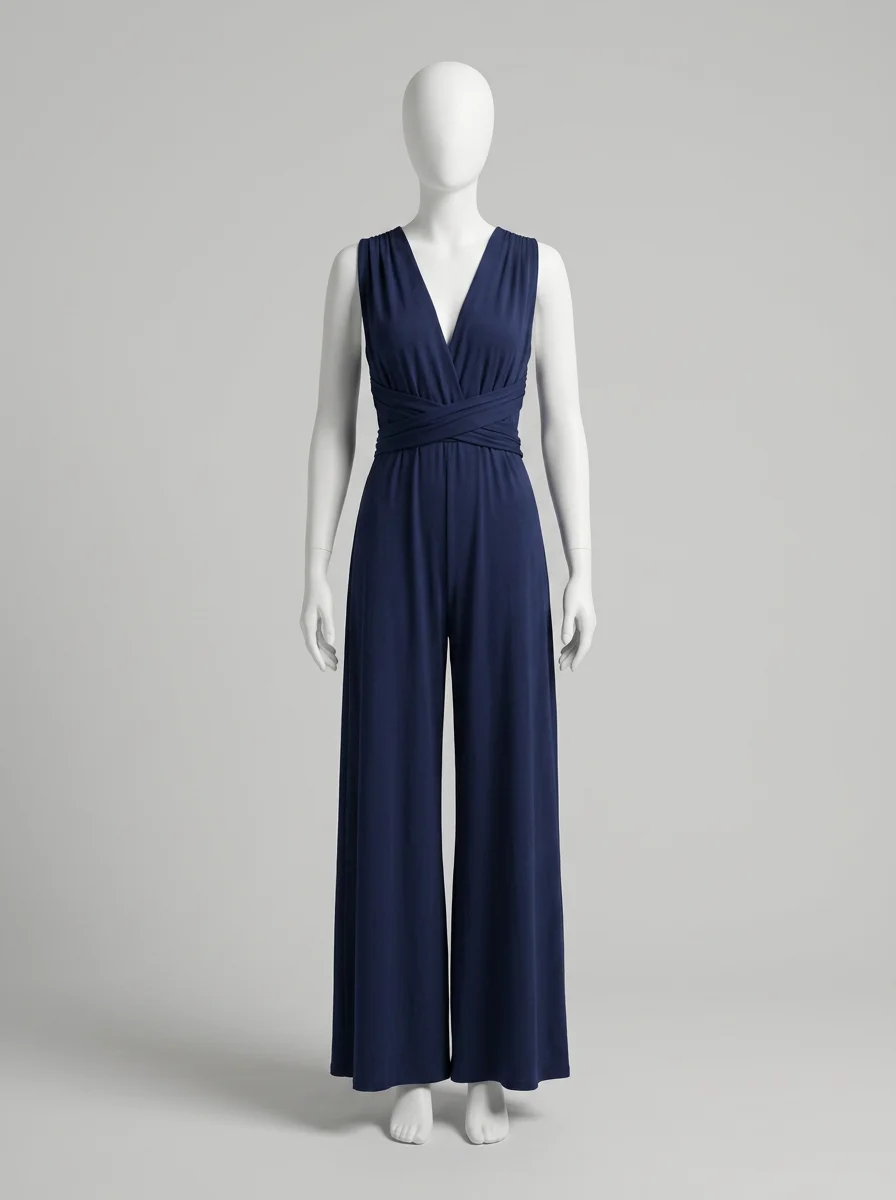 combinaison bleu coton sans manches soirée femme - Vue 6 - combinaison bleu