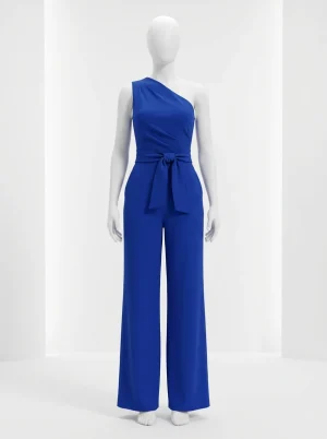 Combinaison bleu sans manches ajustée moderne femme - Vue 1 - combinaison bleu