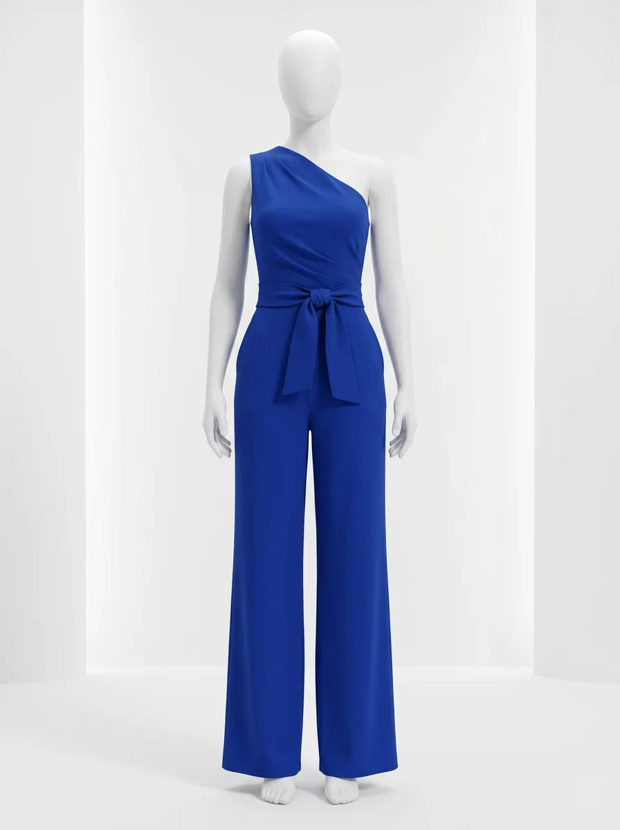 Combinaison bleu sans manches ajustée moderne femme - Vue 1 - combinaison bleu