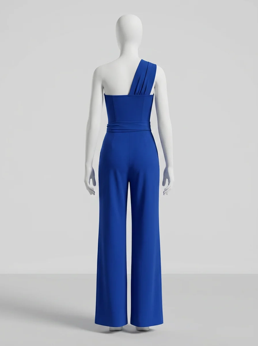 Combinaison bleu sans manches ajustée moderne femme - Vue 2 - combinaison bleu