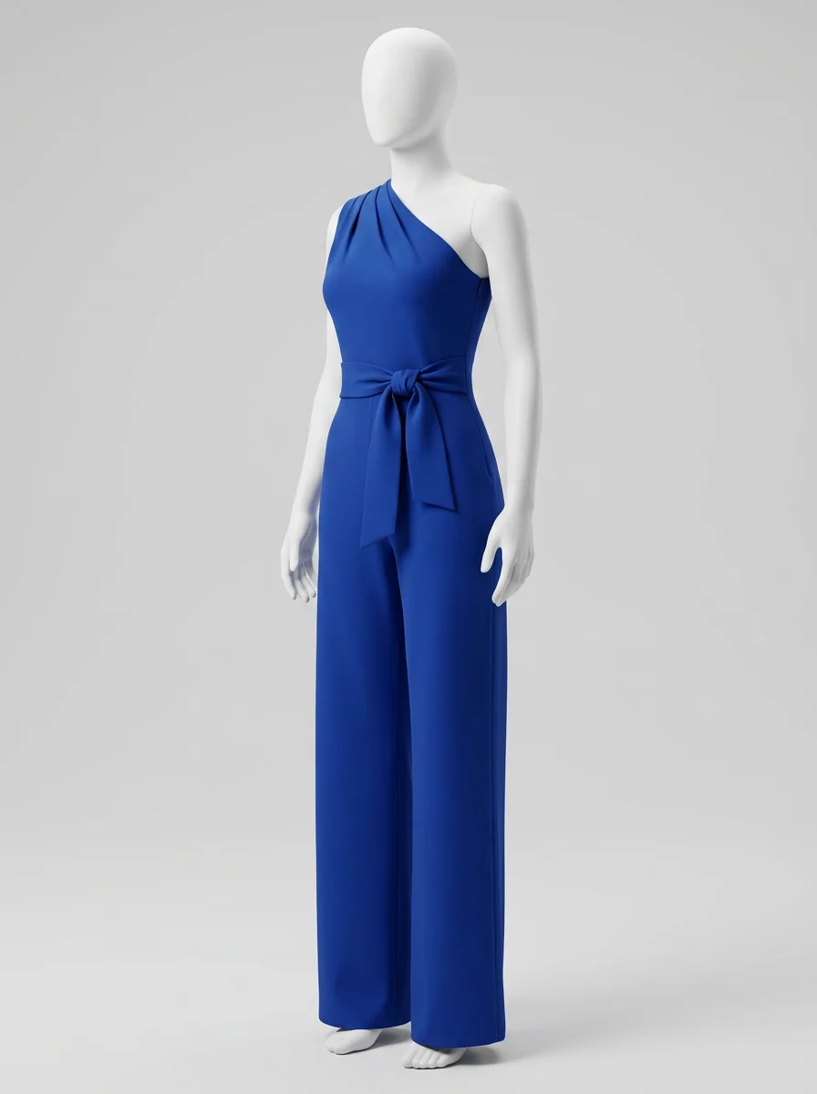 Combinaison bleu sans manches ajustée moderne femme - Vue 3 - combinaison bleu