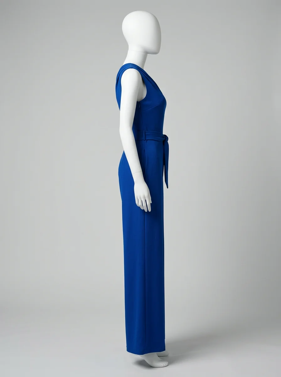 Combinaison bleu sans manches ajustée moderne femme - Vue 5 - combinaison bleu